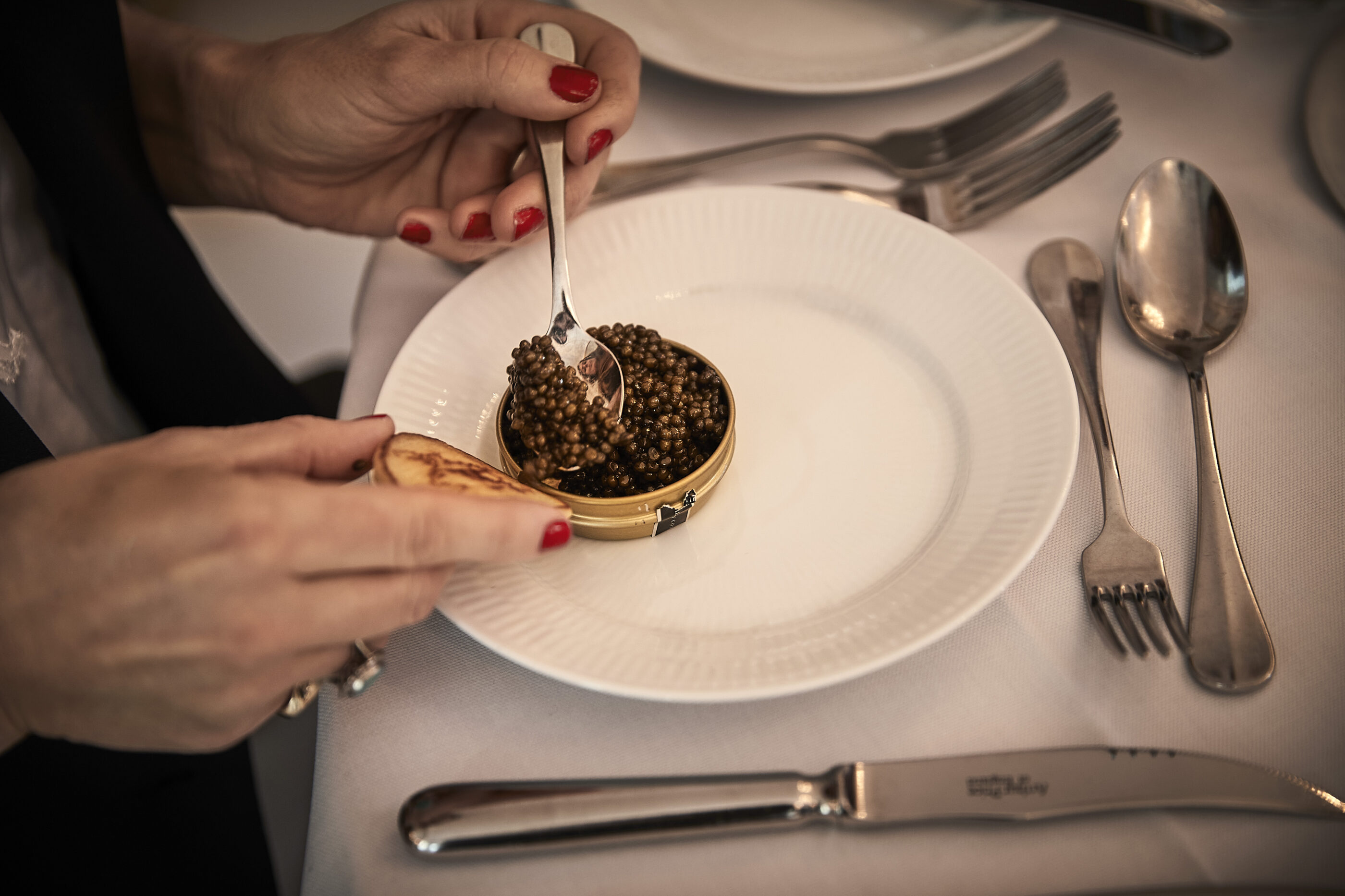 Eating caviar